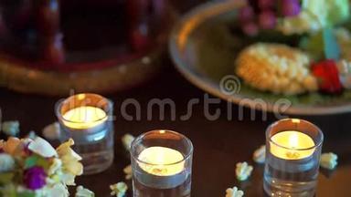 泰国温泉配件设置蜡烛和草药视频